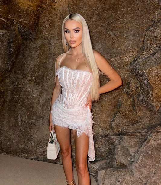 Adriana white corset dress